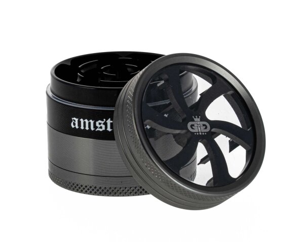 Dope Bros Pollinator Grinder - Sichtfenster & Schriftzug - Silber/Gold - D:50mm