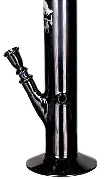 Black Artline Glasbong 18,8er - Zylinder Skull/Totenkopf - H:33cm D:50mm - Schwarz