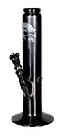 Black Artline Glasbong 18,8er - Zylinder Skull/Totenkopf - H:33cm D:50mm - Schwarz