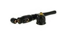 Holzpfeife / Kawumm verziert L:13cm  - Schwarz
