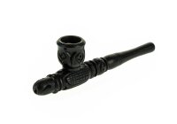 Holzpfeife / Kawumm verziert L:13cm  - Schwarz