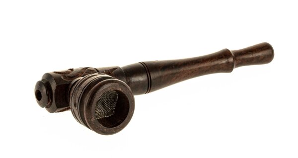 Holzpfeife/Kawumm L:13cm Schraubkopf, geschnitzt - Braun