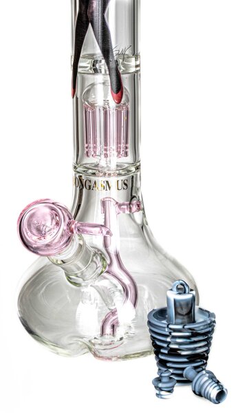 Glasbong Black Leaf "Bongasmus" H:35cm D:44mm NS:18,8mm inkl. Tray