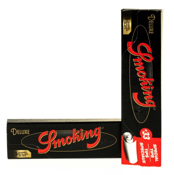 Smoking Deluxe (Black) -  King Size Slim - 33 Blättchen + 34 Filtertips