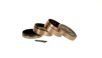 Dope Bros - Pollinatorgrinder 4tlg. - Mit Logo & Amsterdam Schriftzug - Gold/Kupfer/Silber
