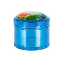 Black Leaf - Pollinator Grinder 4tlg. H:48mm D:50mm "Mandala" mit Glaskuppel - Hellblau