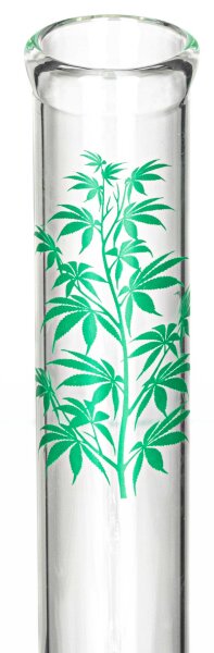 Growline Glasbong 14,5er - Bowl -  mit Hanfpflanzen Aufdruck - H:30cm D:40mm WS:3mm