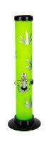 Acrylbong  Grün mit Hanfblättern H:32,5cm D:45mm