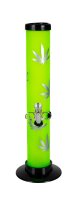 Acrylbong  Grün mit Hanfblättern H:32,5cm D:45mm
