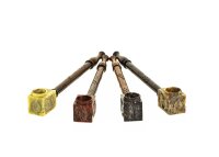 Holzpfeife mit Specksteinkopf L:16cm