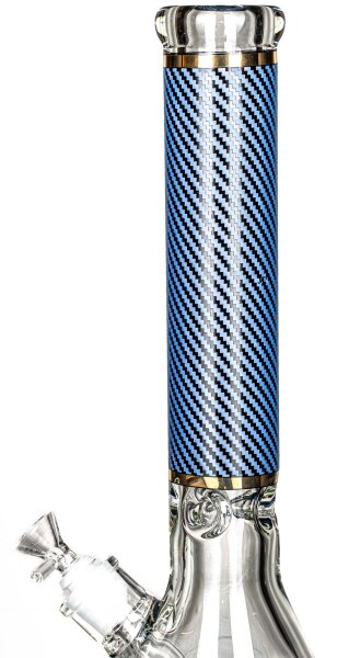 Heisenberg Glasbong 18.8er auf 14.5er  "Carbon Beaker" - Blau - H:38cm WS:7mm D:13cm verfügbarkeit b