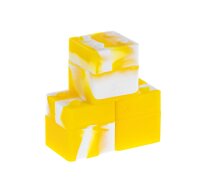 Silikondose "Legostein" 3x3cm Farbe: Gelb/Weiß