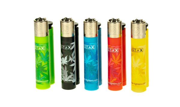 STAX - Feuerzeug mit Versteck - versch. Farben/Motive Hanfblätter