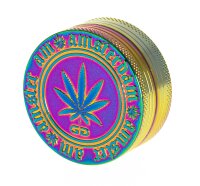 Grace Glass Amsterdam  Grinder - Leaf & Amsterdam Schriftzug - Rainbow - D:50mm