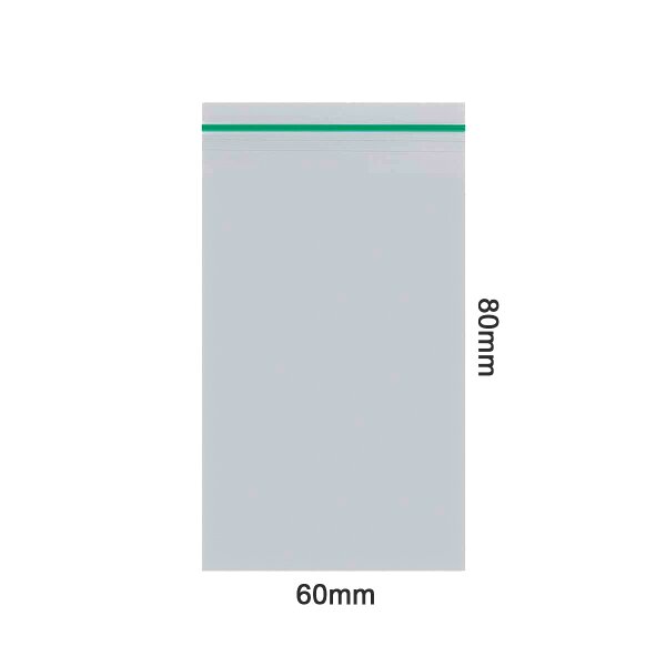 Tütchen 60x80mm mit grünem Streifen - schmale Öffnung - 50µ