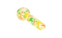 Purpfeife aus Glas - Rasta Weed Leaves - Bunt - L:12,5cm
