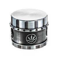 Pollinator Grinder "Industrial Hanfblatt" D:50mm - Silber/Schwarz
