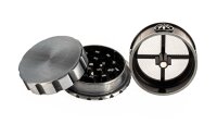 Pollinator Grinder "Industrial Hanfblatt" D:50mm - Silber/Schwarz