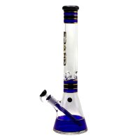 Grace Glass Glasbong 18,8er auf 14,5er - Beaker Classic Blue - H:45cm D:50mm WS:7mm - Blau/Schwarz -