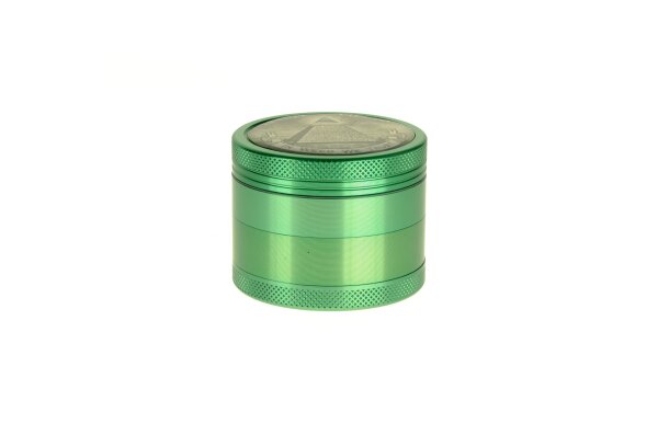 Black Leaf Pollinator Grinder mit Bild - Illuminaten Pyramide - D:50mm H:40mm - Grün