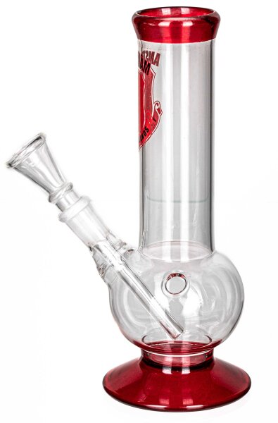 Amsterdam Bouncer Glasbong 14,5er - Bowl - Rot/Klar mit Wappen - H:21cm D40mm WS:3mm