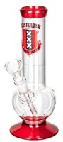 Amsterdam Bouncer Glasbong 14,5er - Bowl - Rot/Klar mit Wappen - H:21cm D40mm WS:3mm