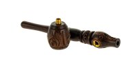 Purpfeife 10cm geschnitzt mit Kickloch, Kopf schraubbar