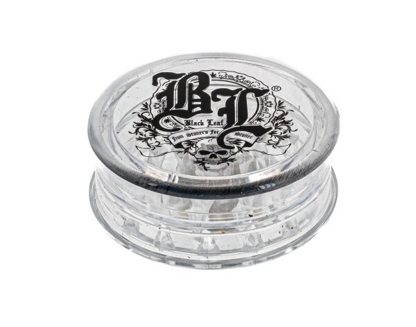 Acrylgrinder mit Magnet und Kräuterfach "Black Leaf transparent"