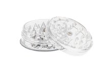 Acrylgrinder mit Magnet und Kräuterfach "Black Leaf transparent"