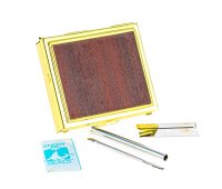 Nasen Set H: 7 x 6 x 1,5 cm Eckig Gold mit Holz im Deckel
