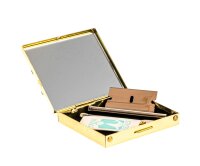 Nasen Set H: 7 x 6 x 1,5 cm Eckig Gold mit Holz im Deckel