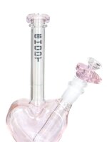 GHODT Glasbong 18,8er auf 14,5er - Herz Bong - H:21cm - Pink