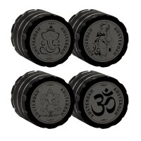 Grace Glass Pollinator Grinder - Ganesha, Om, Shiva Logo - Schwarz - D:50mm