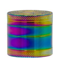 Grace Glass Pollinatorgrinder 4tlg. - Rainbow Hanfblatt+Amsterdam Schriftzug - D:40mm H:35mm