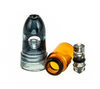 Dosierer/Portionierer Acryl - dunkle Flasche, mittel - versch. Fraben - L:5,5cm