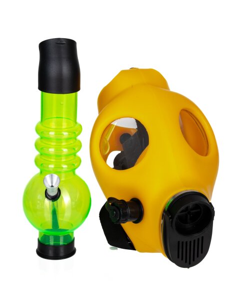 Heisenberg - Gasmaske/Bongmaske - Acrylbong H:26cm D:35/60mm - Maske H:25cm B:17cm Kunststoff+ Silik