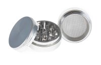 Alugrinder mit Polinator/Sieb CNC D:50mm  H:36mm - 4-part - Silber