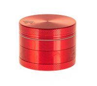 Alugrinder + Pollinator/Sieb 4tlg. D: 50mm  H: 40mm, CNC, rot