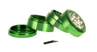 Alugrinder + Pollinator/Sieb incl. Sichtfenster 4tlg. D: 50mm  H: 40mm, CNC, grün