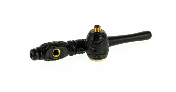 Holzpfeife verziert mit Specksteineinsatz L: 14cm