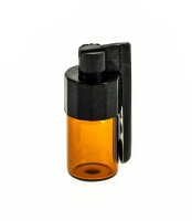 Pulverflasche mit Löffel H:3,8cm (außen am Deckel) - Klein - Braunglas