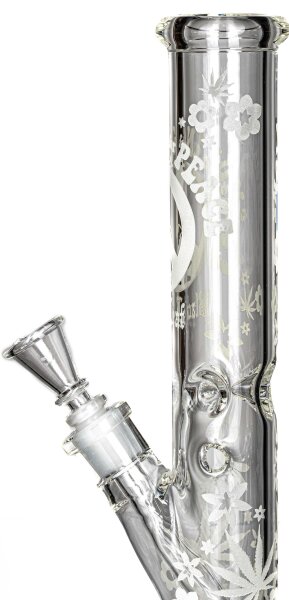 Glasbong Black Leaf "Smoking for Peace" 18,8er auf 14,5er Ice Glow WS:7mm H:35cm