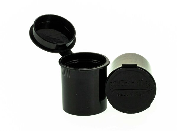 Kunststoffdose mit Pop Up Deckel - 20ml D:32mm H:36mm - Schwarz