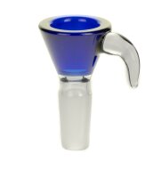 Glaskopf 14,5er - konisch mit Henkel - Blau/Klar