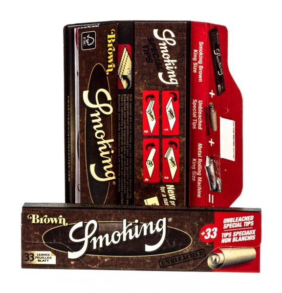 Smoking Brown - unbleached - King Size Slim - 33 Blättchen + 34 Filtertips