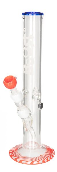 Boost Glasbong 18,8er - Cane Color - H:38cm D:50mm WS:5mm - Rot/Blau/Klar - ICE