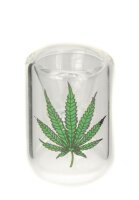 Purpfeife aus Glas - gerade - Hanfblatt Aufdruck - L:10cm