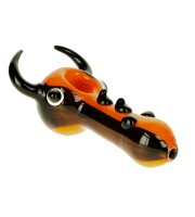 G-Spot Glaspfeife 10cm Käfer mit Hörnern - rot/schwarz Nr.40