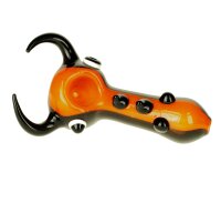 G-Spot Glaspfeife 10cm Käfer mit Hörnern - rot/schwarz Nr.40