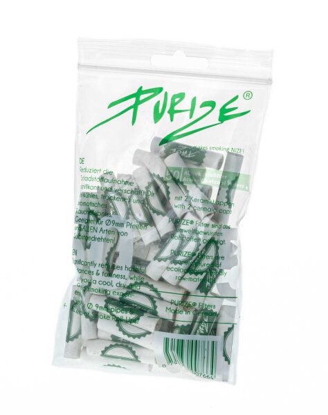 Purize Aktivkohlefilter - Regular - 9mm - 50 Stk. - Weiss
